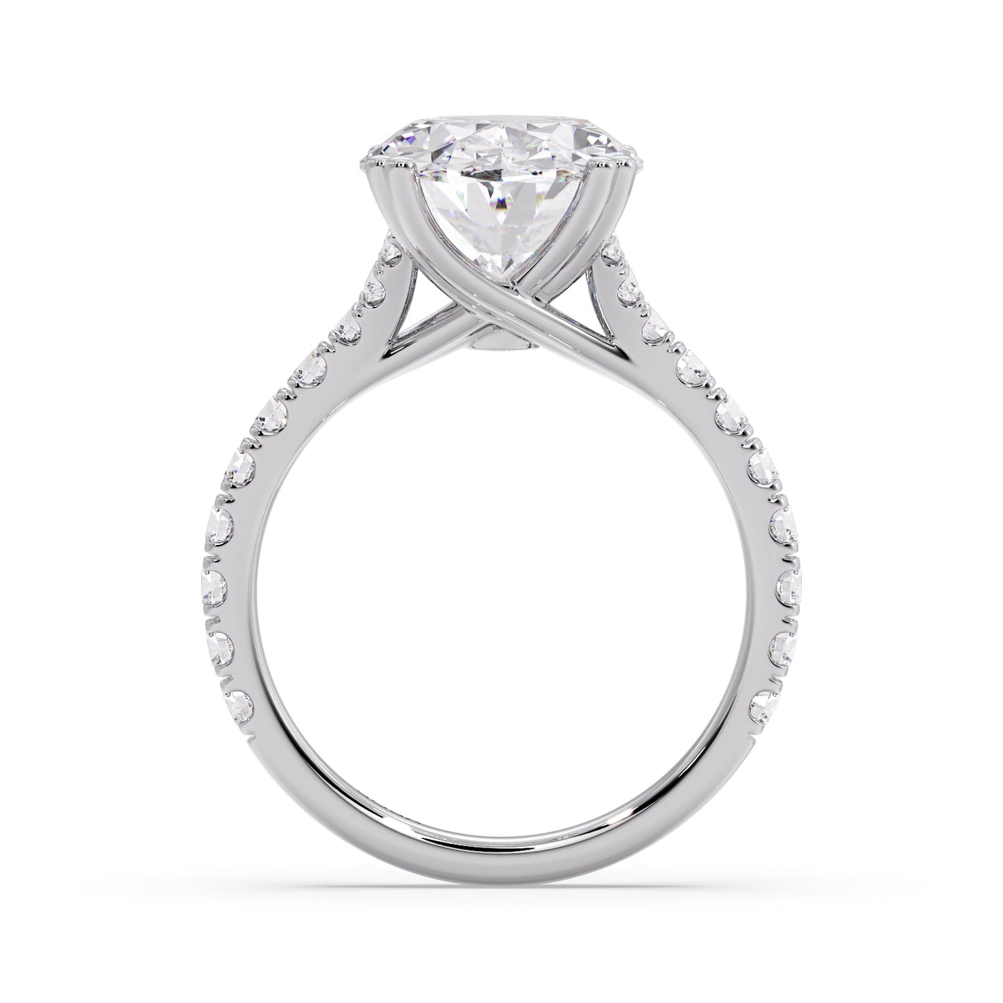 Oval diamond center in the luna sol setting