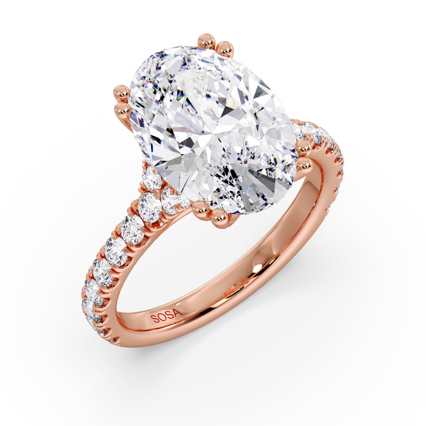 Oval diamond center in the luna sol setting