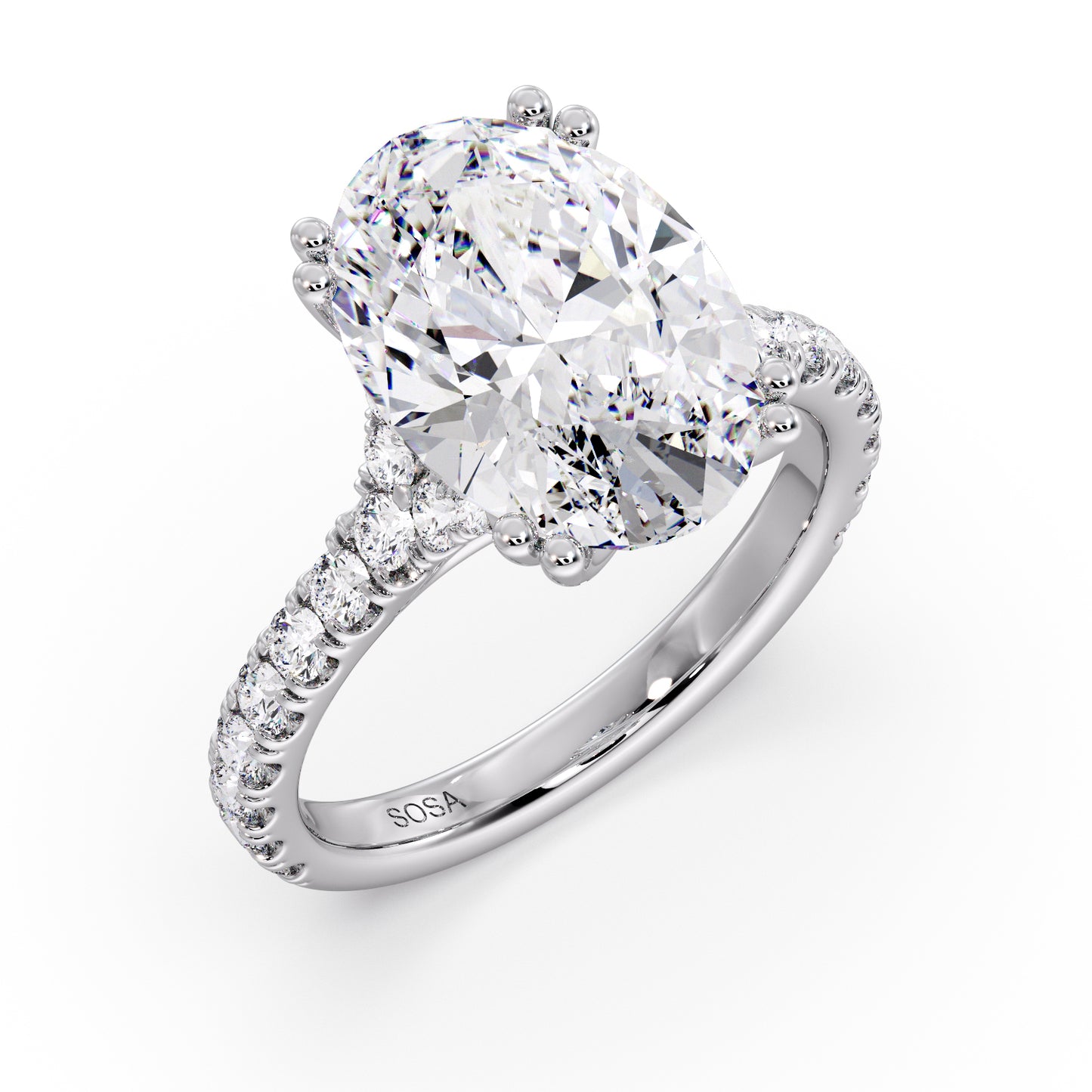Oval diamond center in the luna sol setting