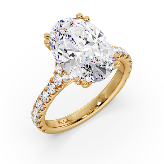 Oval diamond center in the luna sol setting