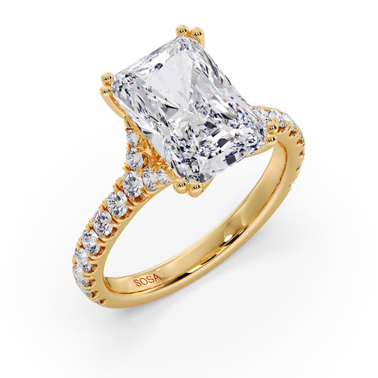 Radiant cut diamond in the Luna sol setting