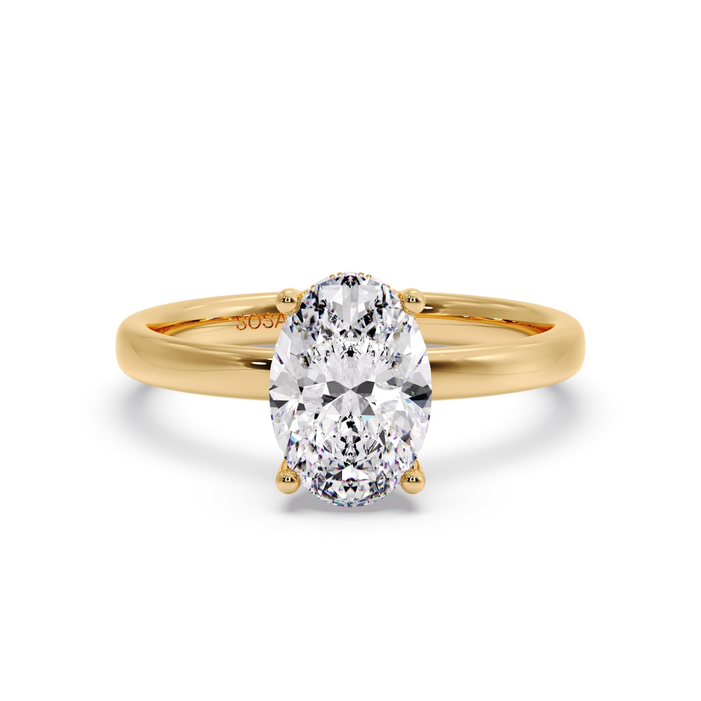 Oval diamond in a Solitaire setting 2.3mm band