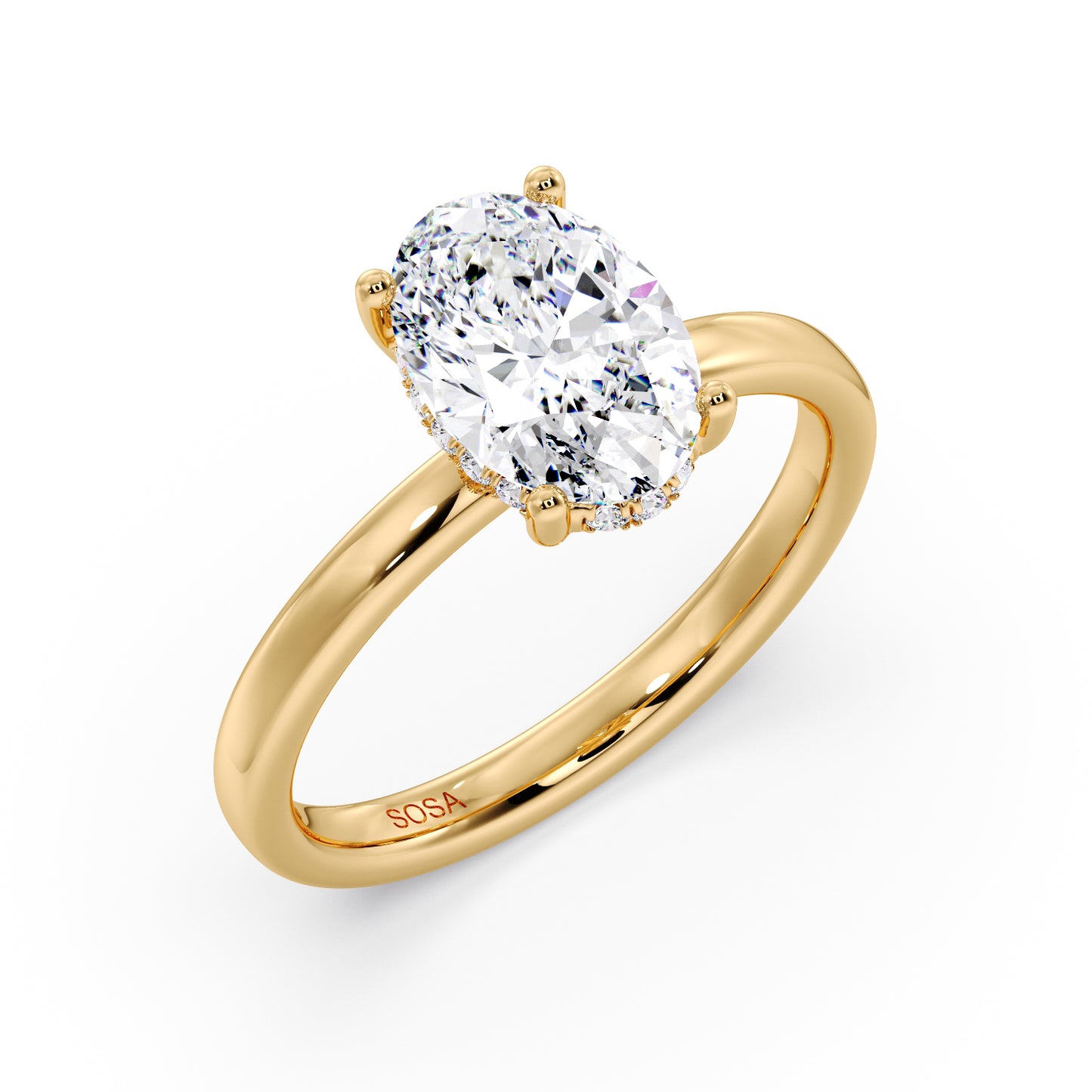 Oval diamond in a Solitaire setting 2.3mm band