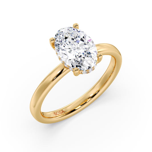 2 Carat Oval, Solitaire setting 2.3mm band