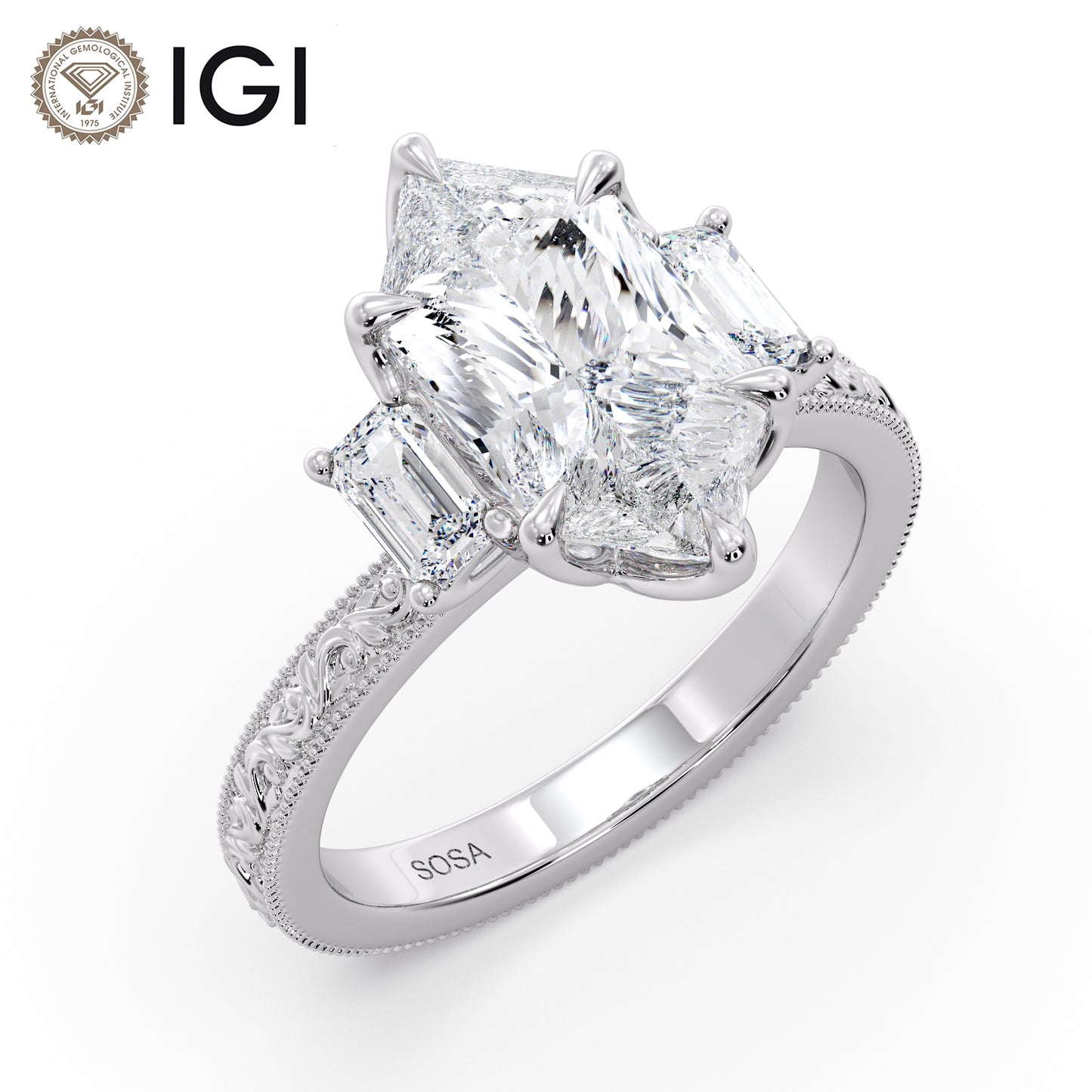 Dutch-Marquise, Emerald engraved ring