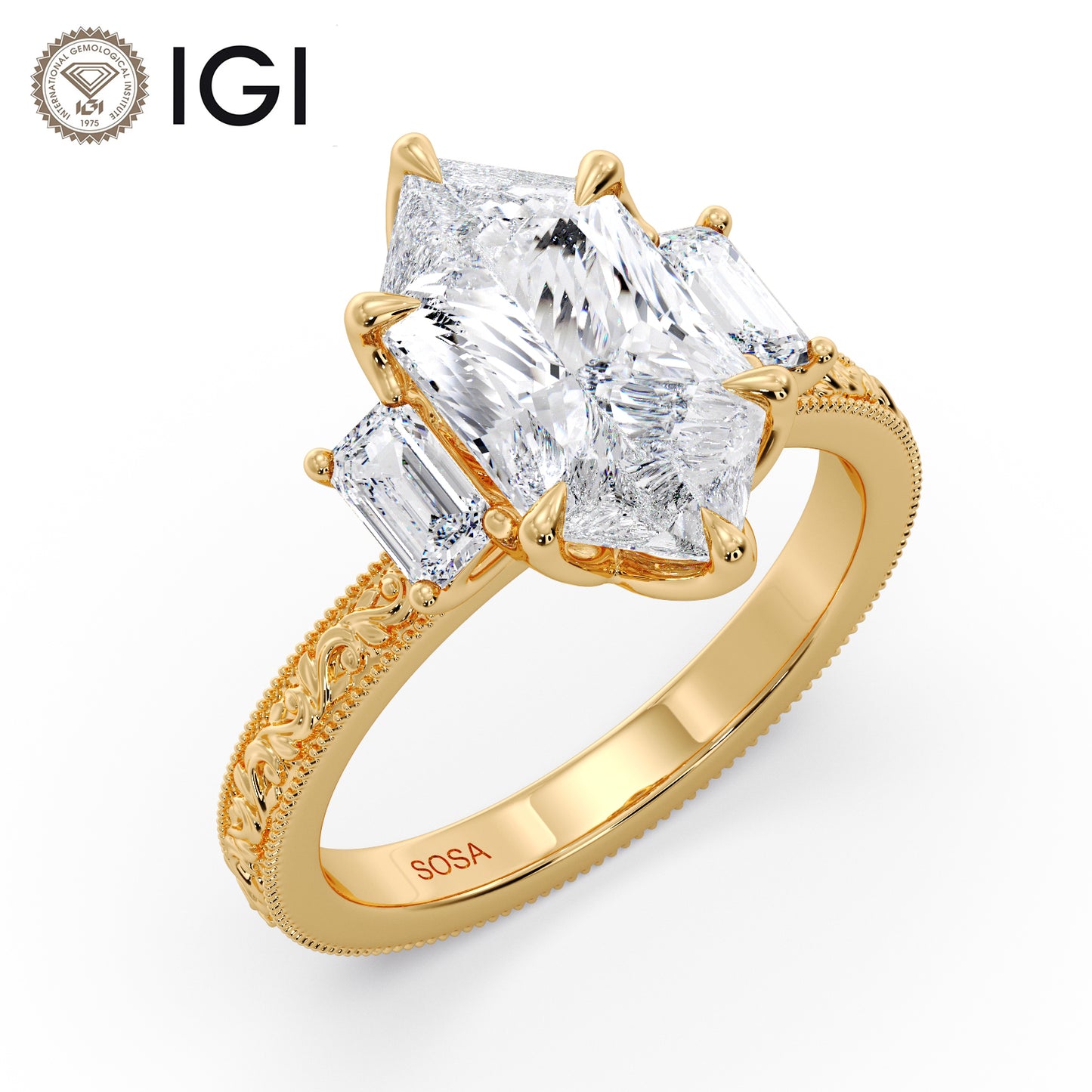 Dutch-Marquise, Emerald engraved ring