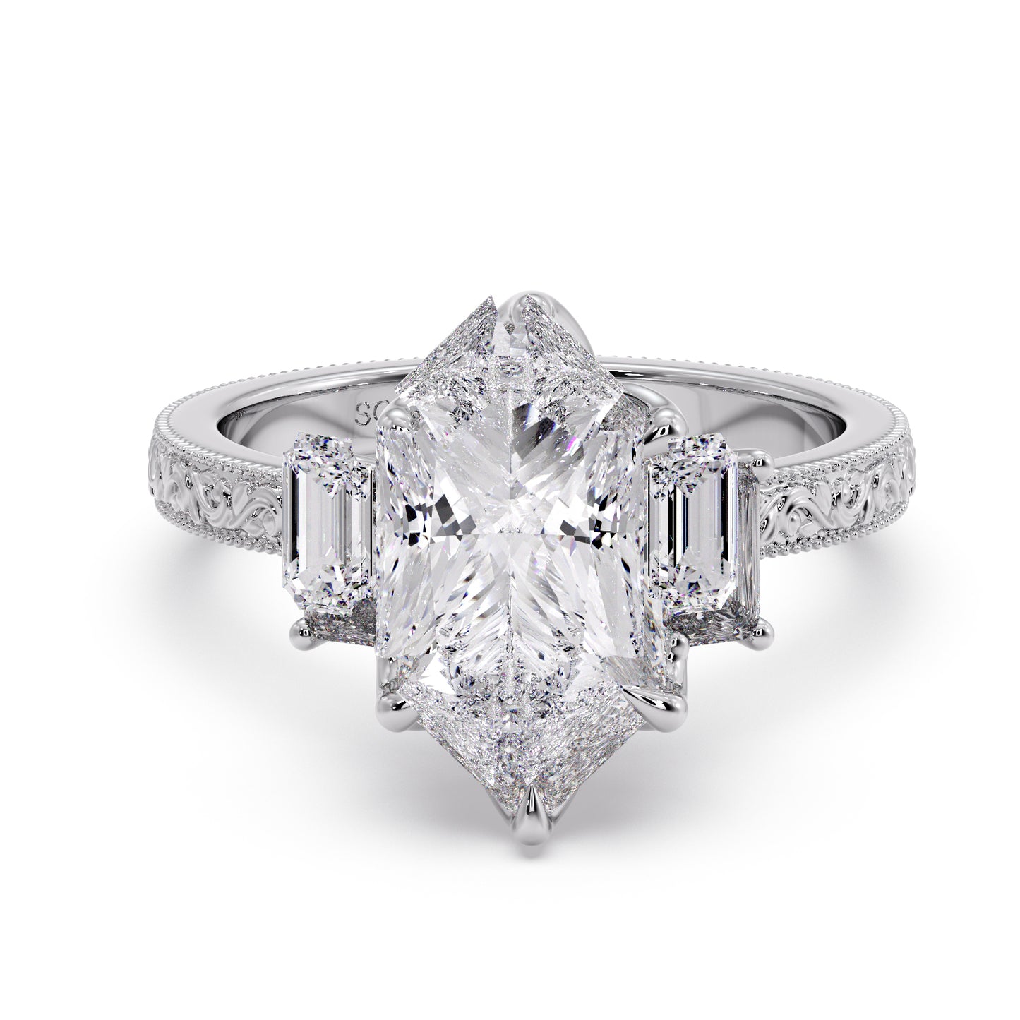 Dutch-Marquise, Emerald engraved ring