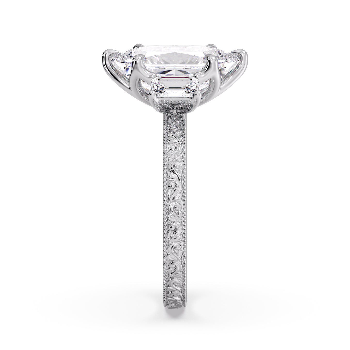 Dutch-Marquise, Emerald engraved ring