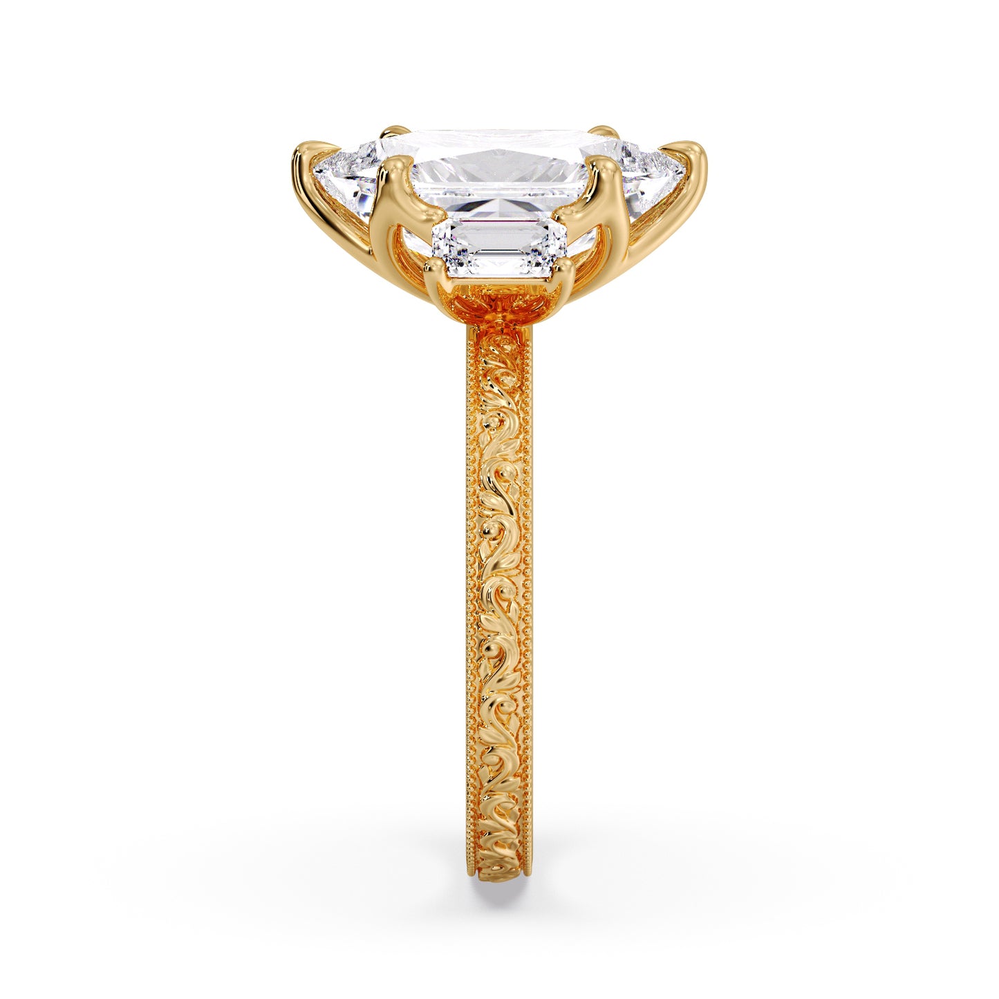 Dutch-Marquise, Emerald engraved ring