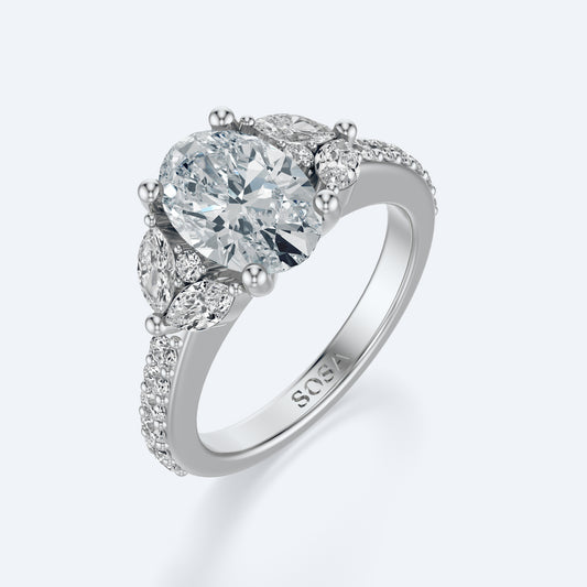 2 Carat Oval fleur de lune setting ring