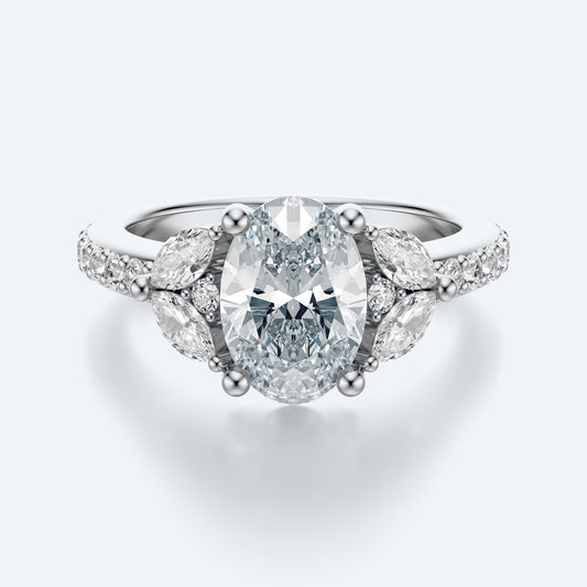2 Carat Oval fleur de lune setting ring