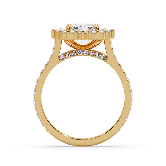 2.55 carat Radiant mosaic/halo setting