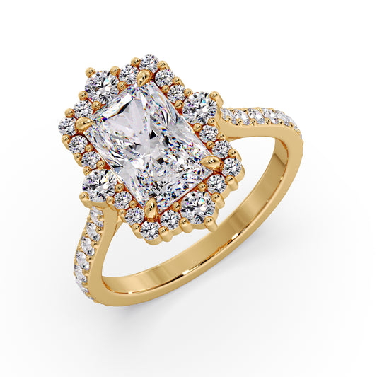 2.55 carat Radiant mosaic/halo setting
